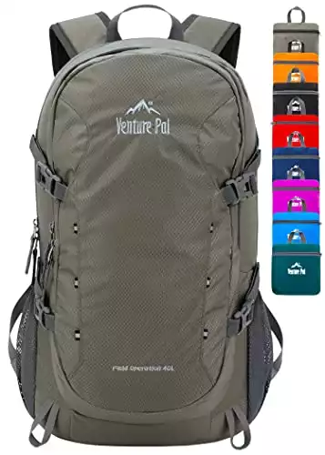 Venture Pal 40L Lightweight Packable Travel Hiking Backpack Daypack-Gray